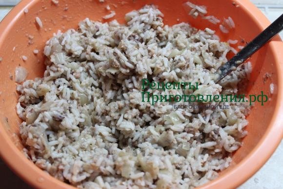 Начинка для рыбного пирога с рисом готова Начинка для рыбного пирога с рисом готова